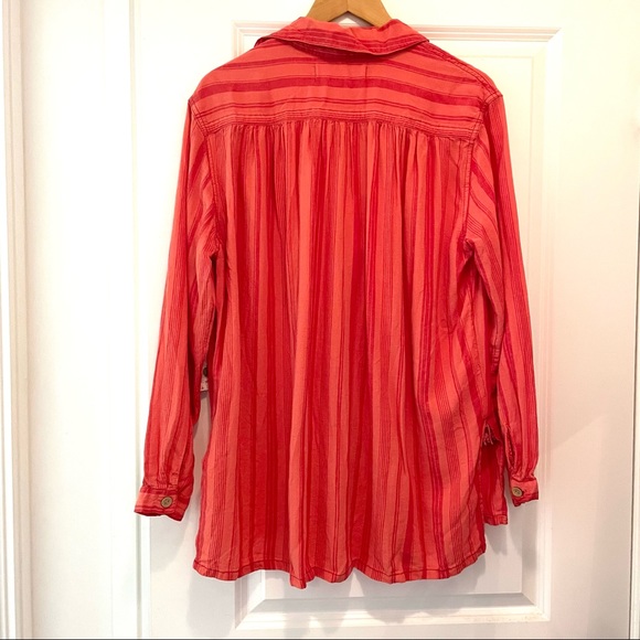 FREE PEOPLE Shirt | Summer Breeze Stripe | Coral | Sizes Small & Medium - Picture 7 of 16